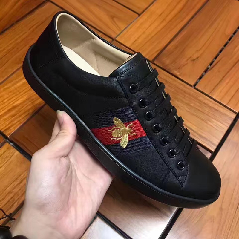 G*u*i new ace leather bee black sneakers