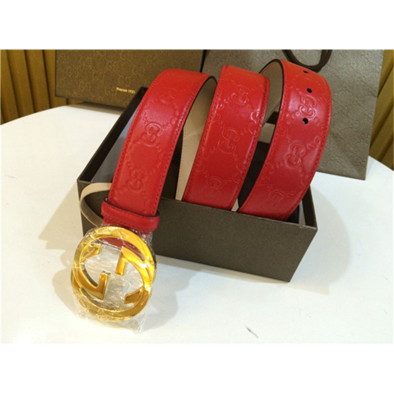 red G*u*i leather gold buckle