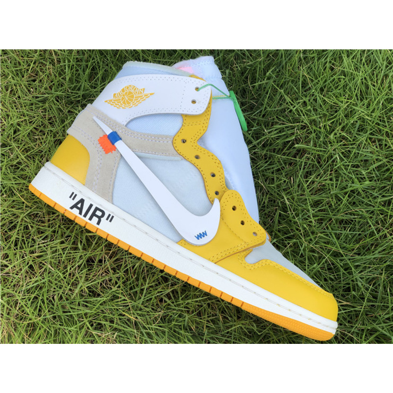 OFF White & NK x Air Jordan 1 GS Yellow 1985 Sneakers Men Women