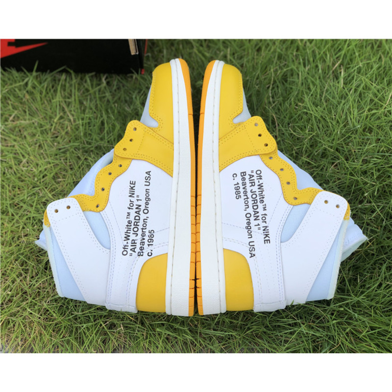 OFF White & NK x Air Jordan 1 GS Yellow 1985 Sneakers Men Women