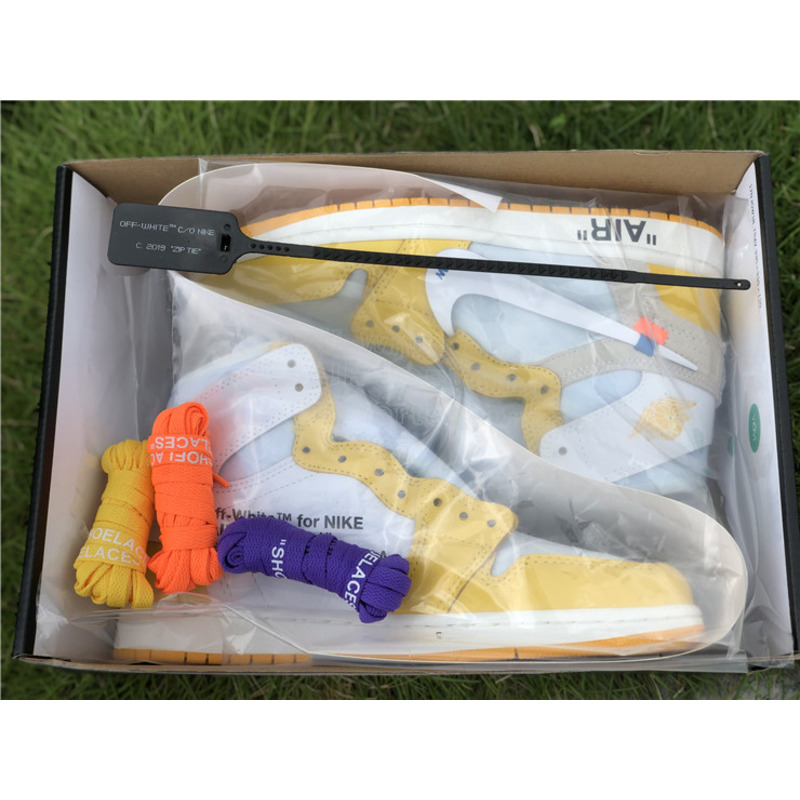 OFF White & NK x Air Jordan 1 GS Yellow 1985 Sneakers Men Women