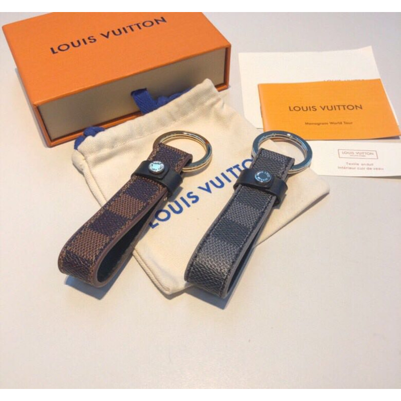 l**is V*t*n leather cord damier keychain