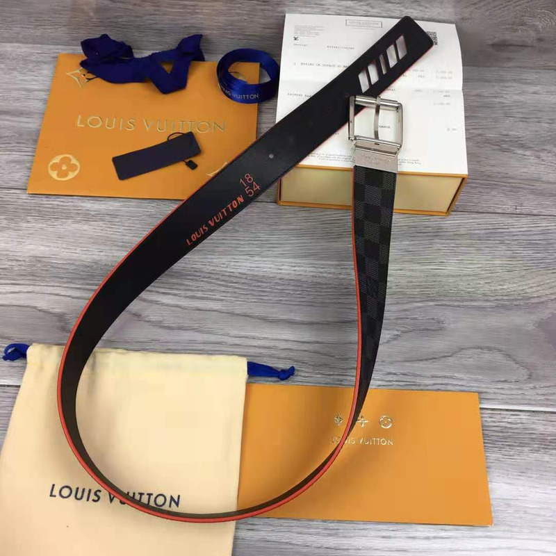 l**is V*t*n damier cobalt race print 40mm reversible belt