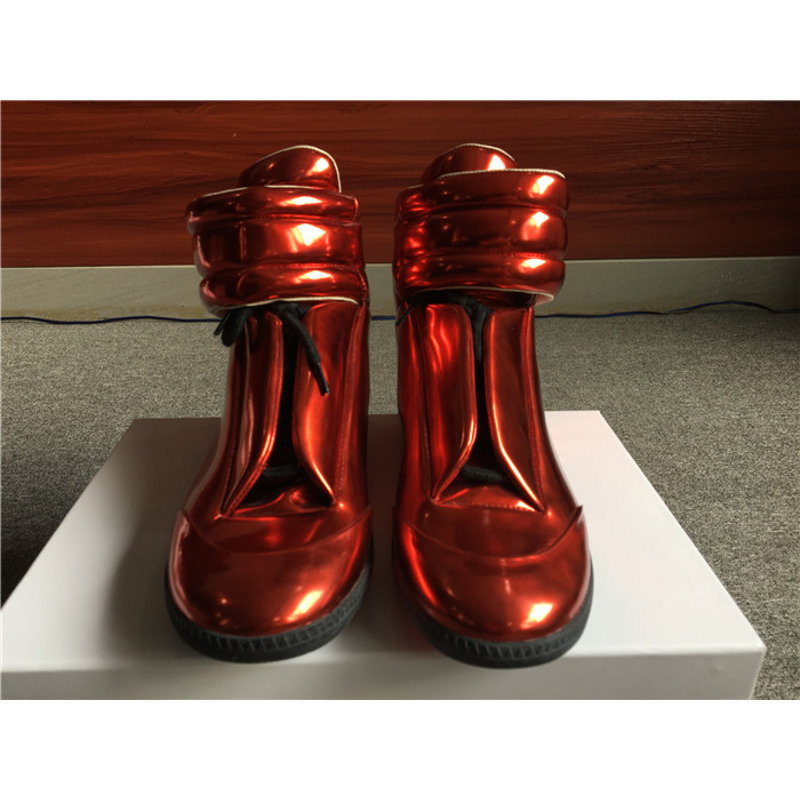 limited version ma*s*n Ma*i*la metallic red future leather high-top sneakers