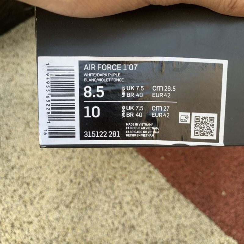 Nike Air Force 1 low white purple 315122 281 Sneakers men women