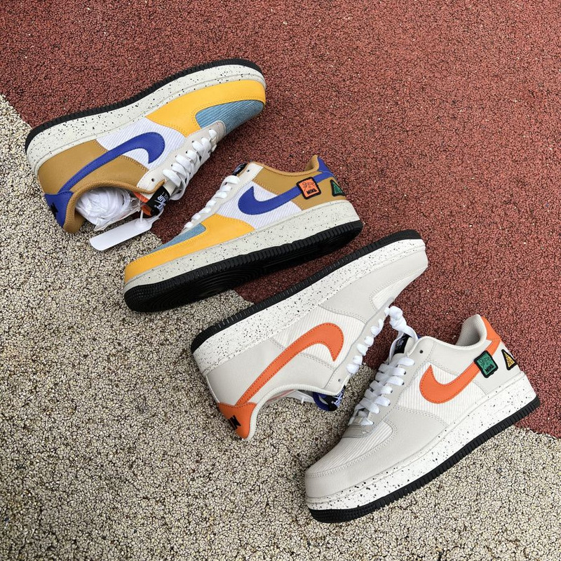 Nike Air Force 1 White gray orange corduroy DO4657 081 Sneakers men women