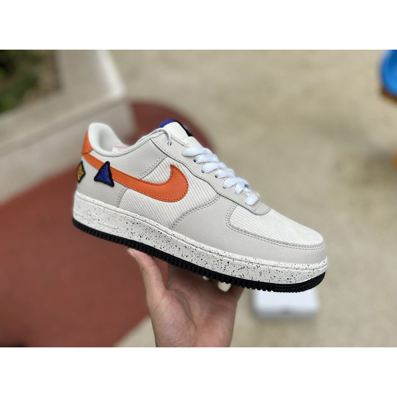 Nike Air Force 1 White gray orange corduroy DO4657 081 Sneakers men women