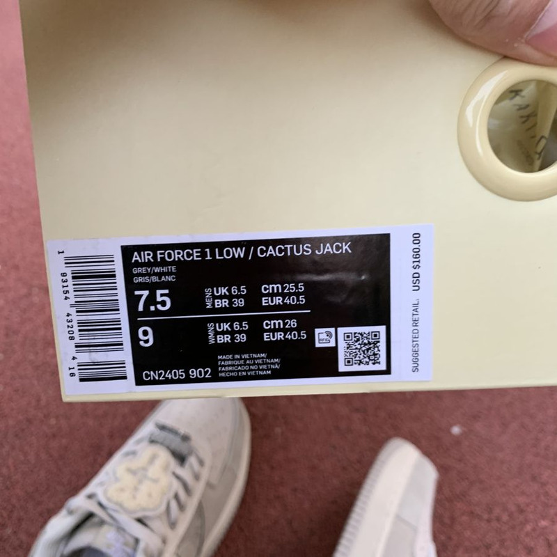 Travis Scott x Nike Air Force 1 Grey White CN2405 902 sneakers men women