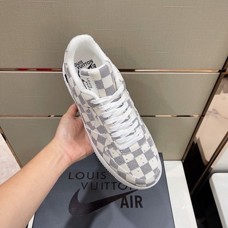 l**is V*t*n x nike air force 1 white checkerboard sneaker man woman