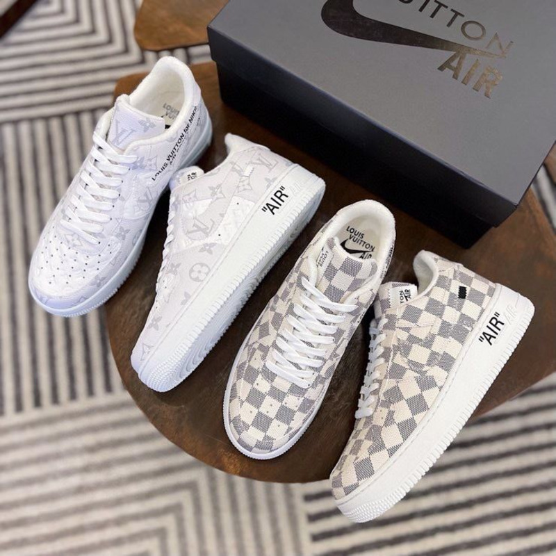 l**is V*t*n x nike air force 1 white checkerboard sneaker man woman