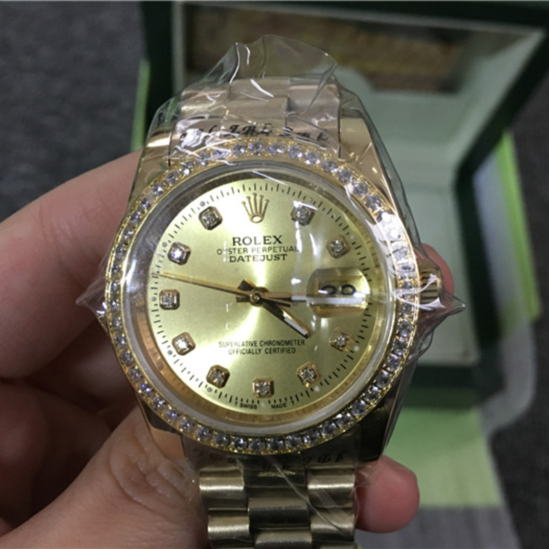 high quality rolex oyster perpetua pearlmaster 34 yellow gold Di*m*nd watch