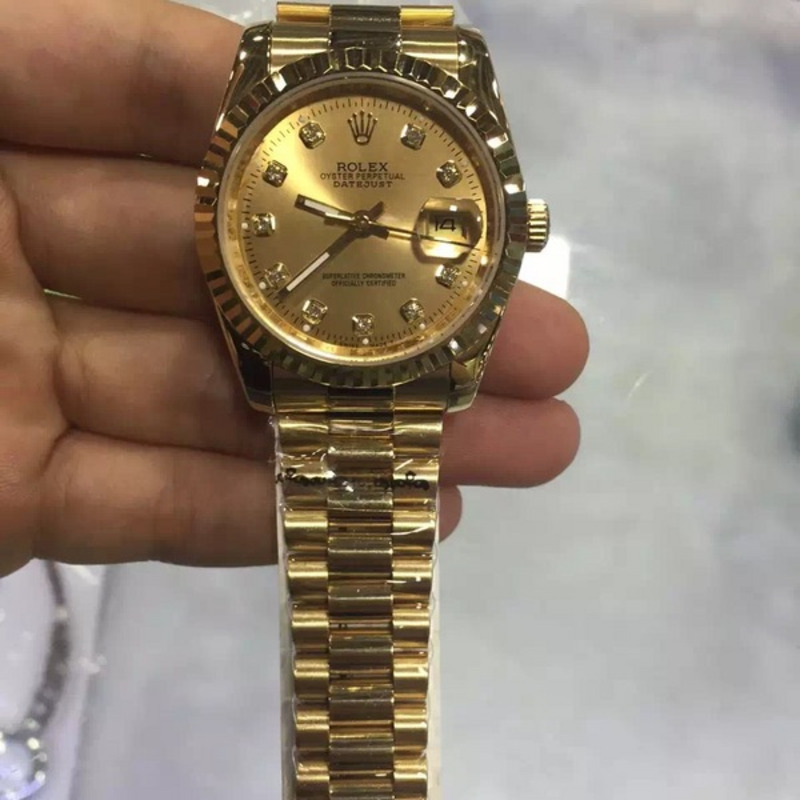 high quality rolex datejust president band champagne Di*m*nd dial swiss watch