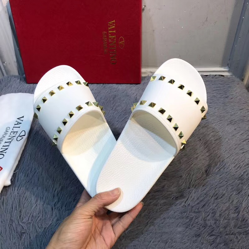 Valentino Rockstud  Rubber Sandal(White)